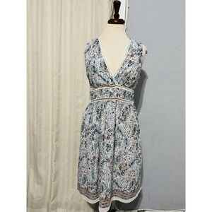 Max Studio Specialty Product Vintage Boho Babydoll Print Lined Cotton Sundress S